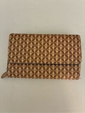 Mundi Dual Zip Clutch Wallet Geometric Pattern Women Classic Preppy Multi Pocket